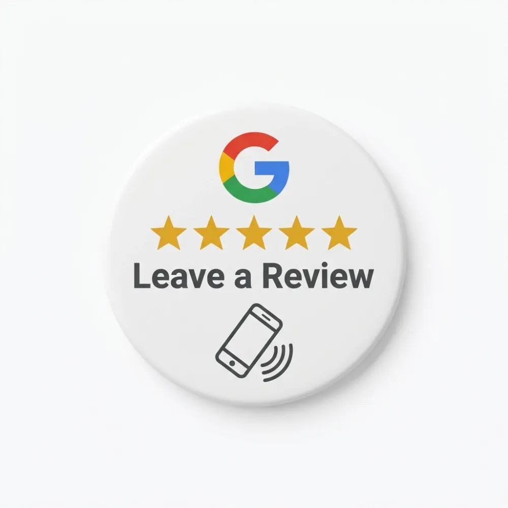 38mm NFC tap-to-review Google review coin — Review Tap design four